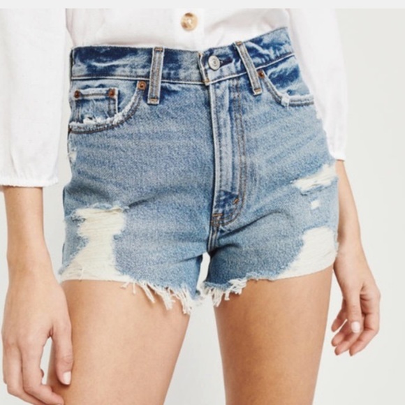 abercrombie high rise denim shorts 